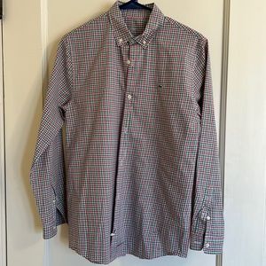 Boys Vineyard Vines plaid button down shirt, size XL (18). White/Green/Red/Blue